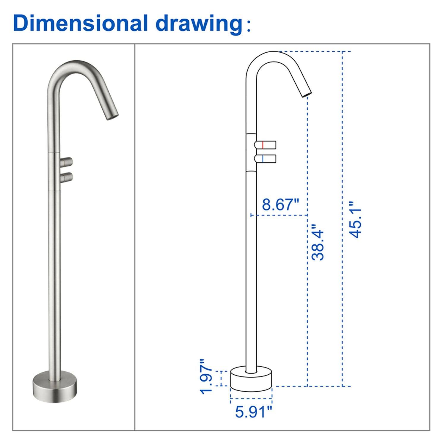 Dimensional drawing:

- 8.67"
- 38.4"
- 1"
- 45.1"
- 1.97"
- 5.91"