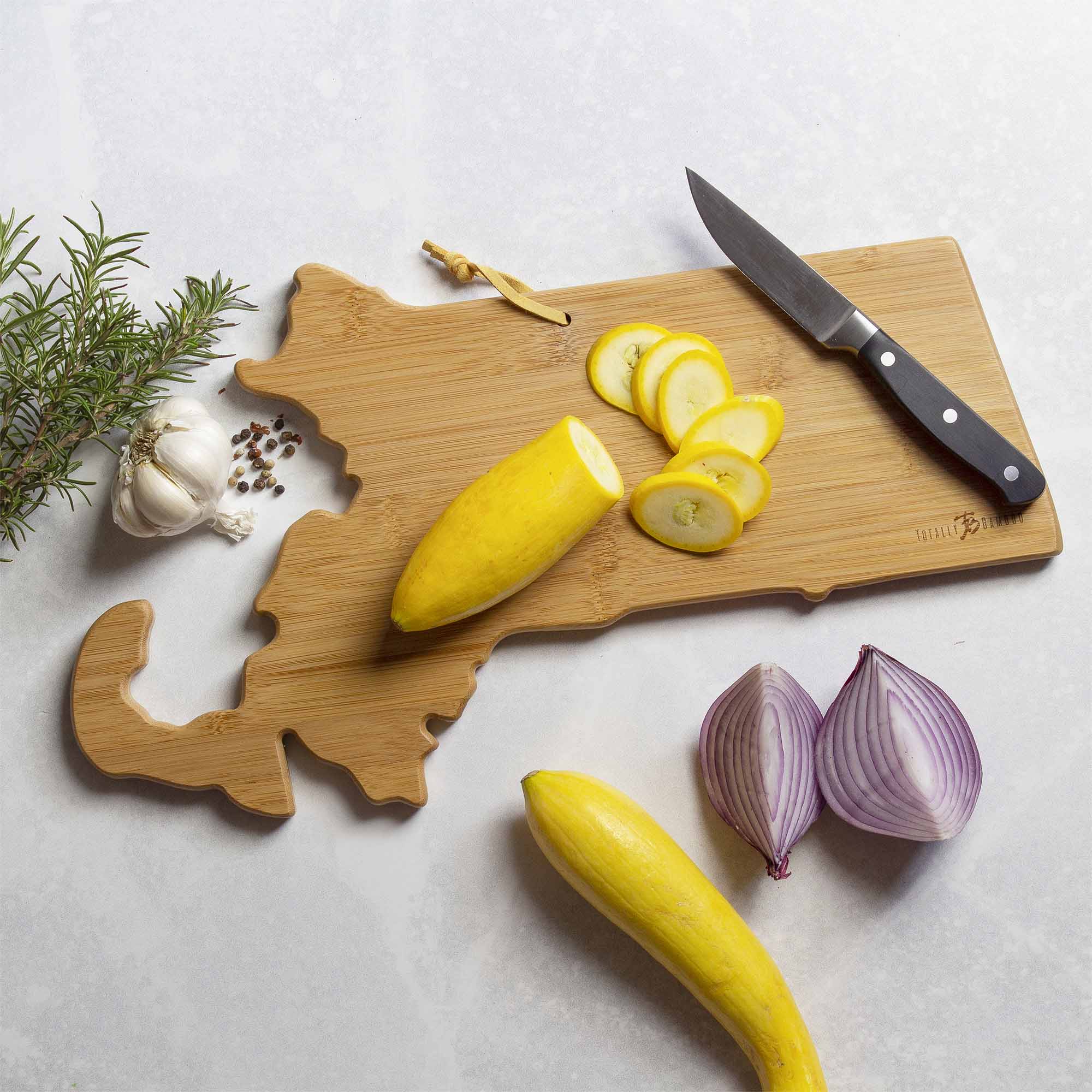 Back. Totally Bamboo - Massachusetts Cutting Board with Artwork by Fish Kiss.