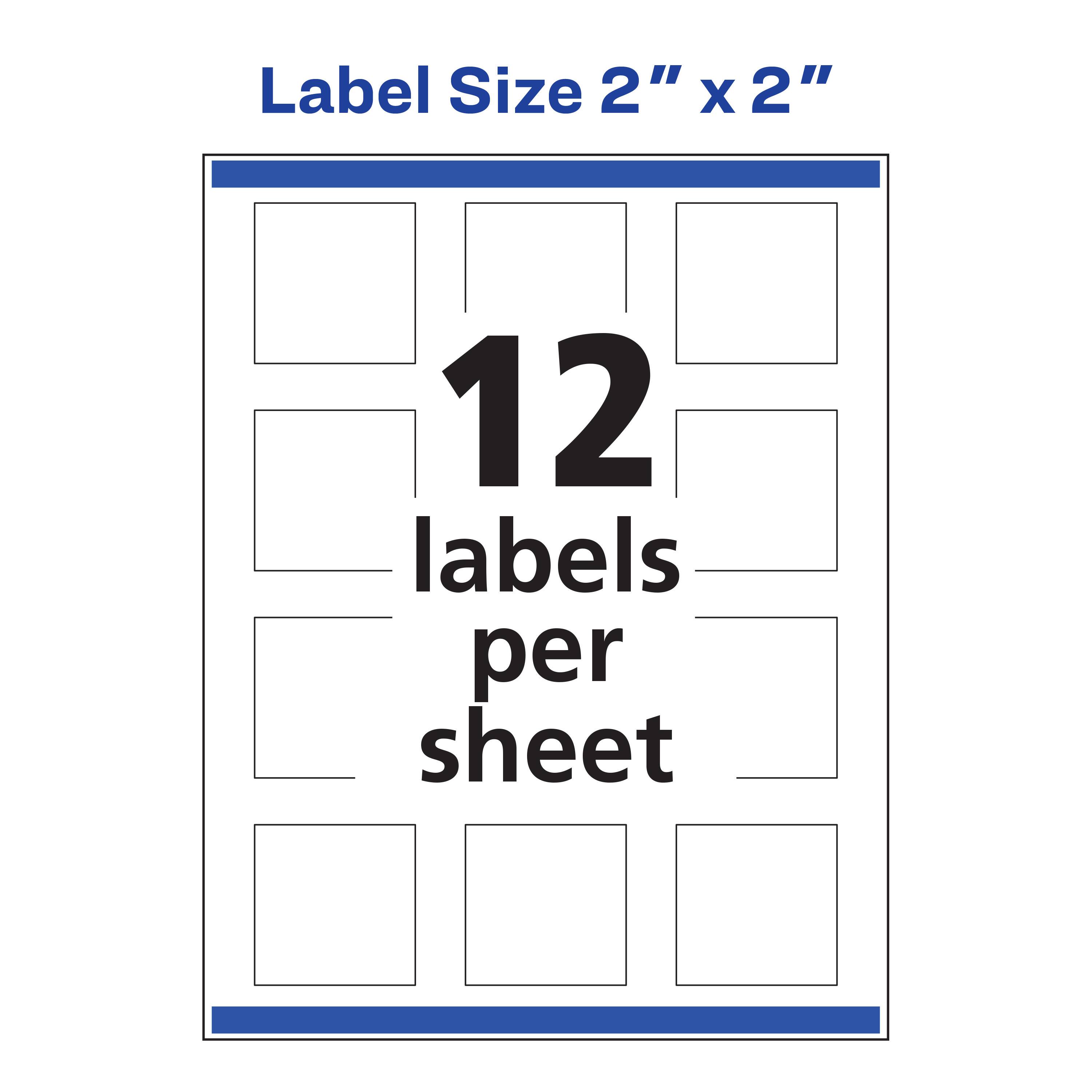 Label Size 2" X 2"  
12 labels per sheet