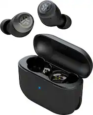 Front. JLab - GO Air POP True Wireless Earbuds - Black.