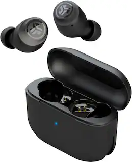 Front. JLab - GO Air POP True Wireless Earbuds - Black.
