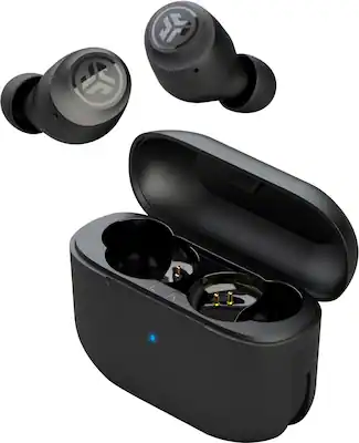Front. JLab - GO Air POP True Wireless Earbuds - Black.