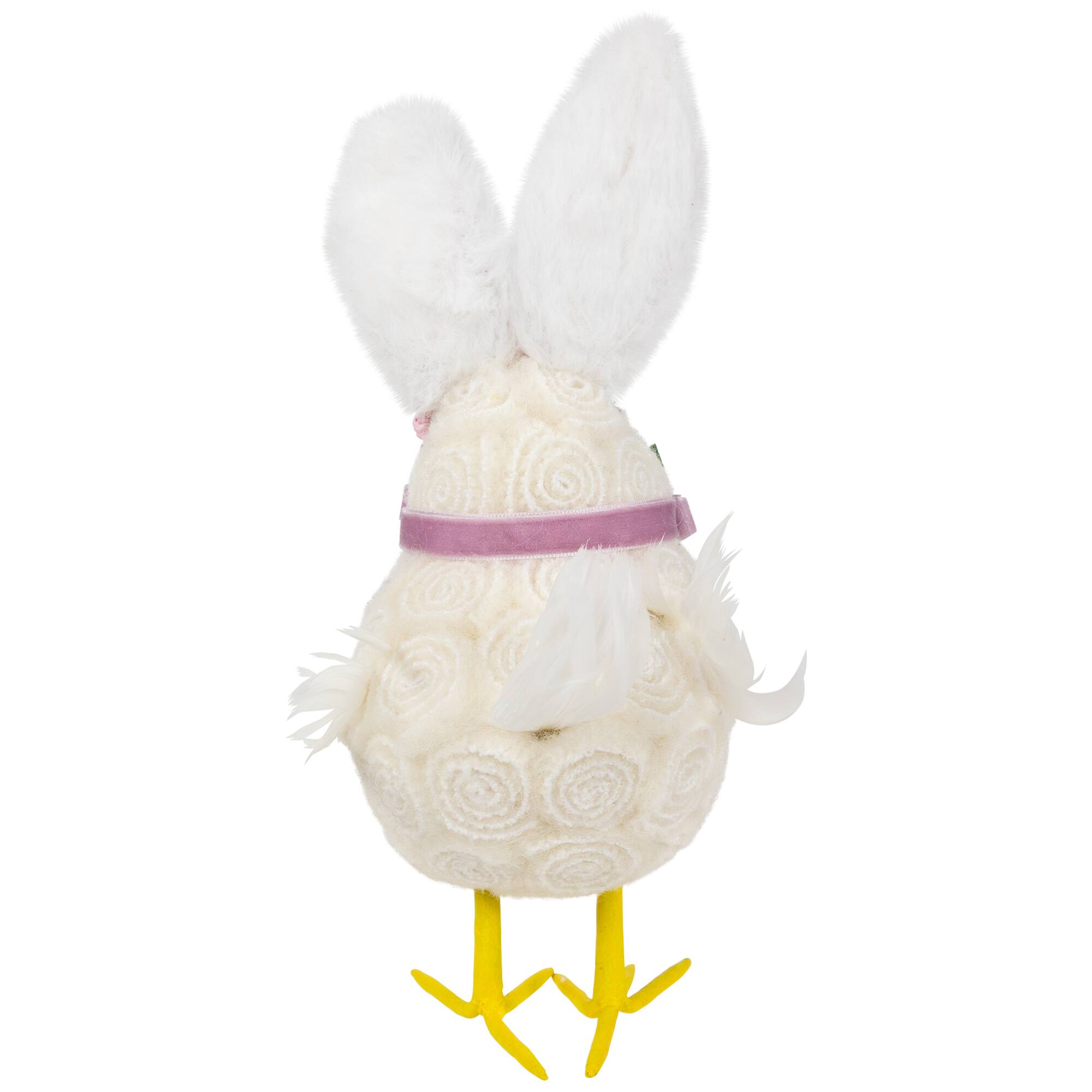 Alt View 5. Northlight - Floral Easter Chick with Polka Dot Faux Fur Rabbit Ears Figurine - 8.75" - White.