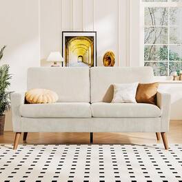 Dyonery - 68 "Corduroy sofa,small sofa for bedroom and office, comfortable sofa, spring pad, tool-free assembly - White