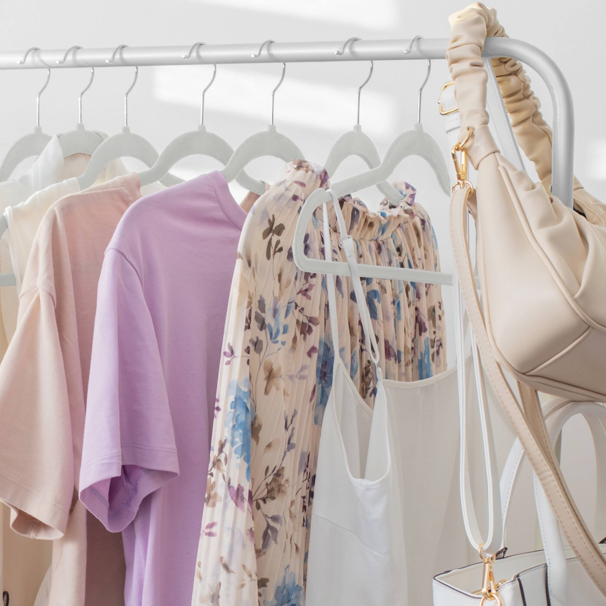 Alt View 3. Casafield - 100 Velvet Suit Hangers - Space Saving Non-Slip Clothes Hangers - Ivory.