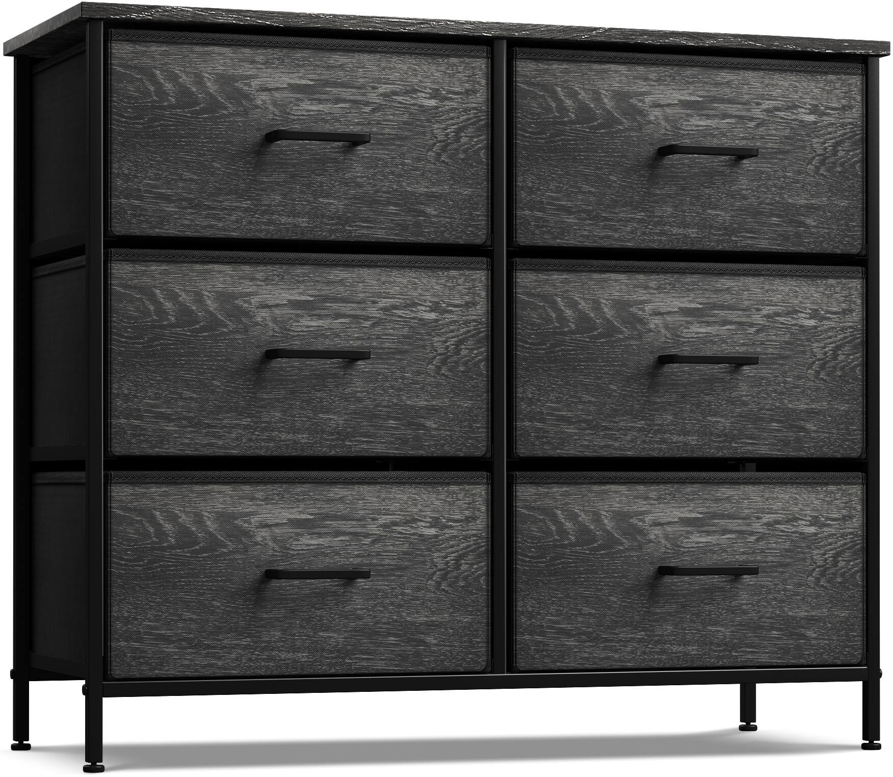 Front. Sorbus - Sorbus Dresser with 6 Drawers, Chest Organizer Unit with Steel Frame Wood Top & Handle - Rustic Black.