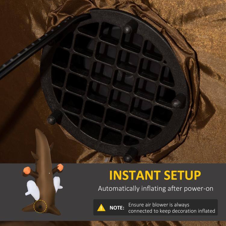 INSTANT SETUP  
Automatically inflating after power-on

NOTE:  
Ensure air blower is always connected to keep decoration inflated
