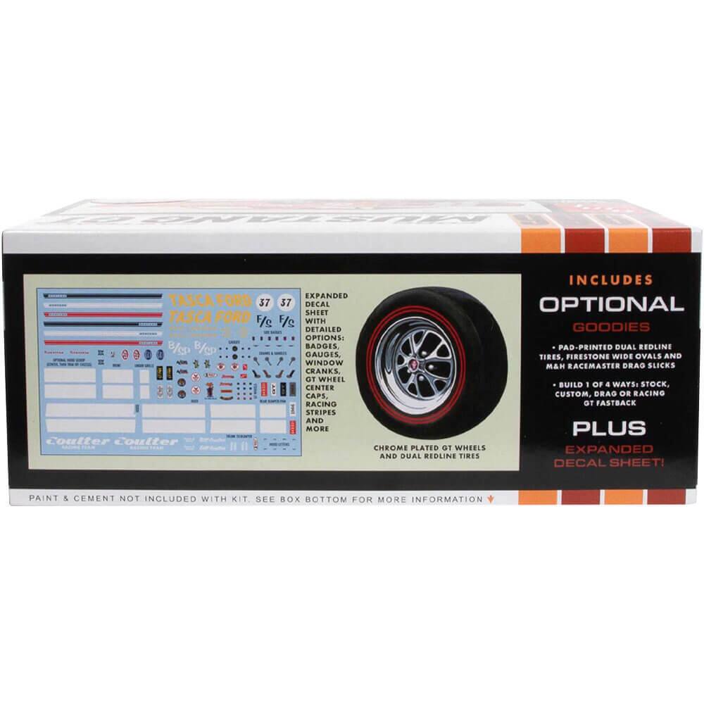 **TASCA FORD 37**  
**TASCA FORD F/C F/C**  

**EXPANDED DECAL SHEET**  
**WITH DETAILED OPTIONS:**  
- B/c0 B/cp BADGES  
- GAUGES, WINDOW CRANKS, T WHEEL CENTER CAPS  
- RACING STRIPES AND MORE  

**Coulter Coulter**  
**CHROME PLATED GT WHEELS AND DUAL REDLINE TIRES**  

**INCLUDES OPTIONAL GOODIES**  
- PAD-PRINTED DUAL REDLINE TIRES  
- FIRESTONE WIDE OVALS AND M&H RACEMASTER DRAG SLICKS  

**PLUS EXPANDED DECAL SHEET!**  

**BUILD 1 OF 4 WAYS:**  
- STOCK  
- CUSTOM  
- DRAG  
- RACING GT FASTBACK  

**PAINT & CEMENT NOT INCLUDED WITH KIT. SEE BOX BOTTOM FOR MORE INFORMATION**