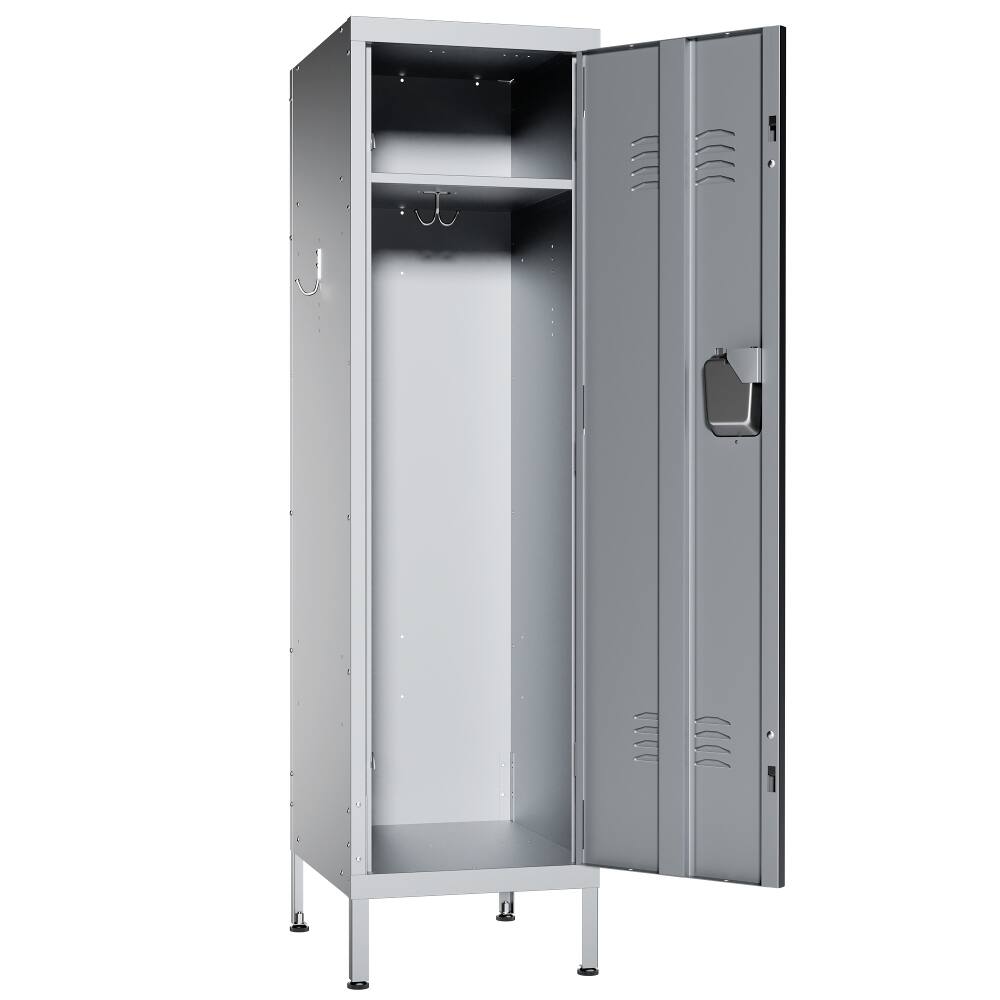 Alt View 8. Loheer - Loheer 55 Inch Tall Metal Wardrobe Cabinet Waterproof Steel Clothing Locker Lockable Slim Vertical Wardrobe - Matte Gray.