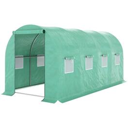 TinyHomie - 15 x 7 x 6.5FT Walk-in Tunnel Hoop Greenhouse Green House with Polyethylene PE Cover Steel Frame Roll-Up Zipper Door