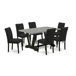 East West Furniture - 7-Piece Kitchen Table Set Includes 6 Mid Century Modern Dining Chairs with Upholstered Seat and - Multi-Color