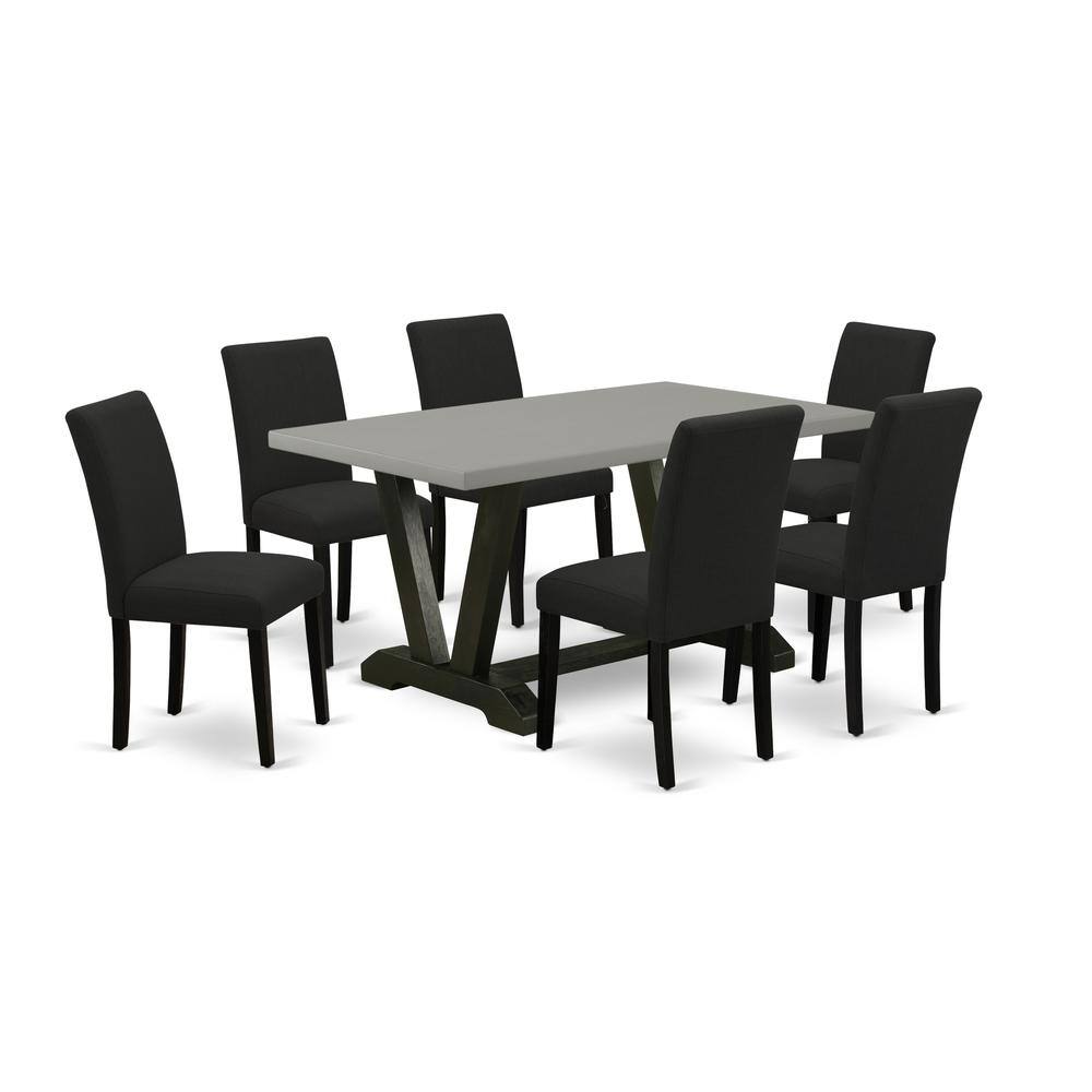 Front. East West Furniture - East West Furniture 7-Piece Kitchen Table Set Includes 6 Mid Century Modern Dining Chairs with Upholstered Seat and - Multi-Color.