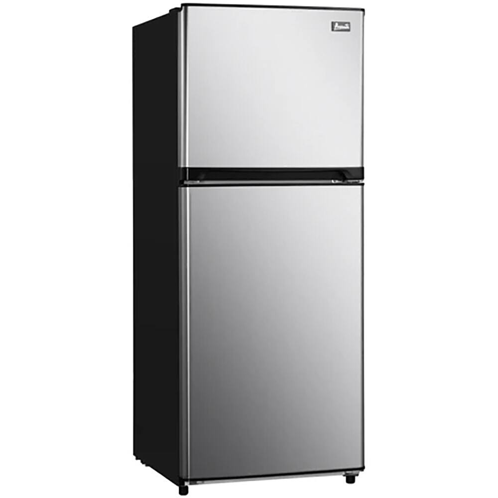 Angle. Avanti - 10.0 CuFt Top-Mount Refrigerator in Stainless Steel with Electronic Temperature Control - Stainless Steel.