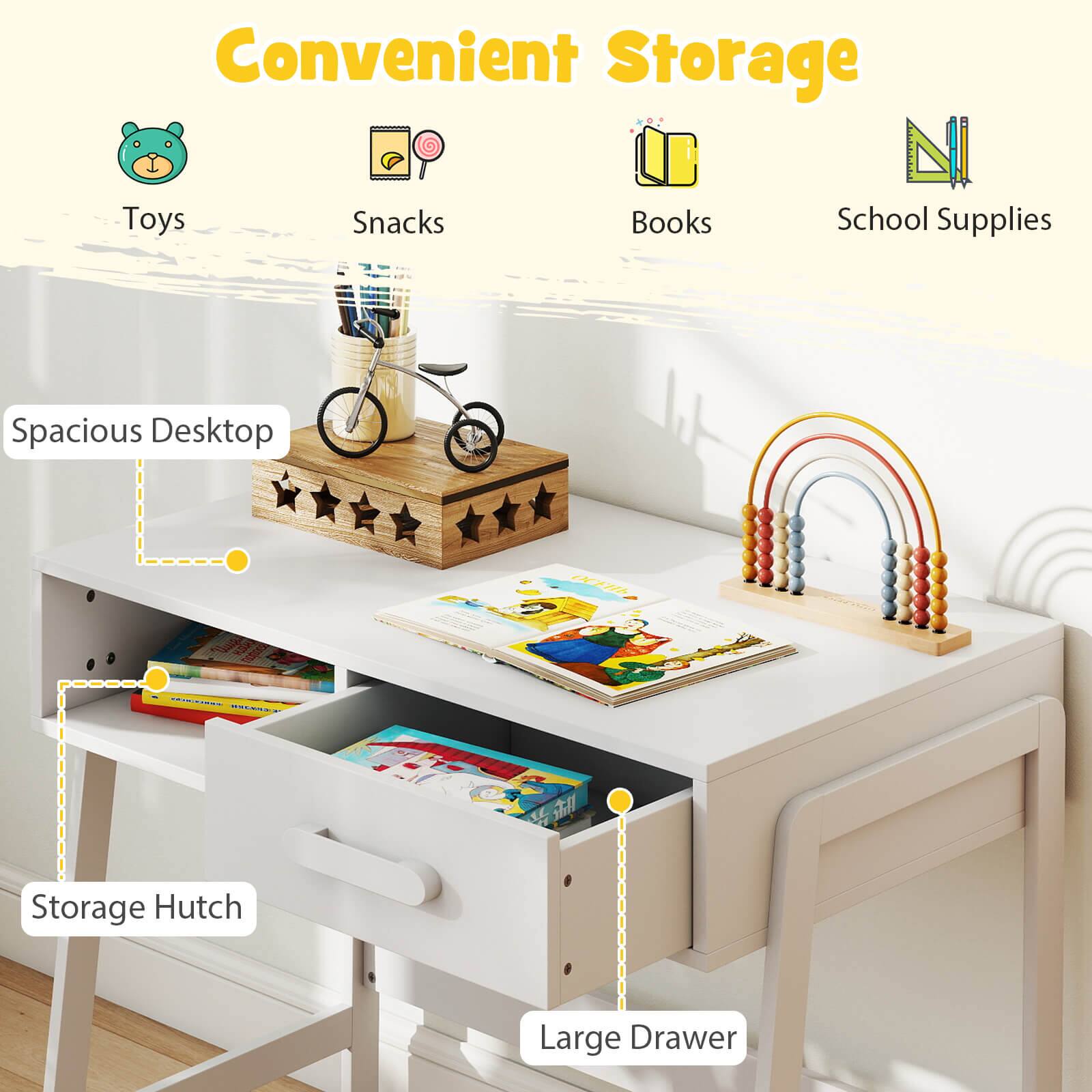 Convenient Storage: Toys, Snacks, Books, School Supplies, Spacious Desktop.