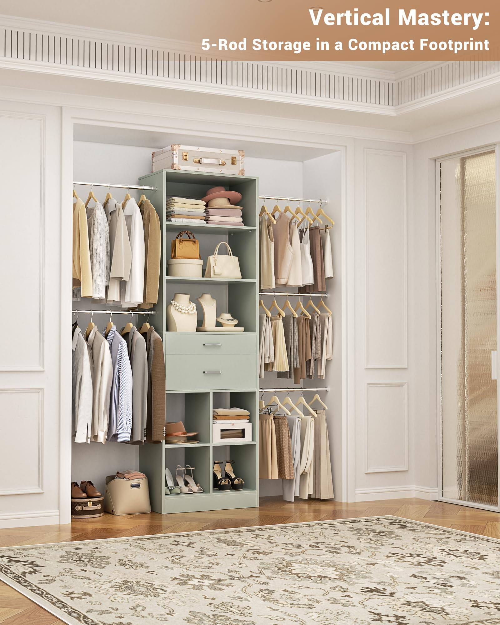 Vertical Mastery: 5-Rod Storage in a Compact Footprint