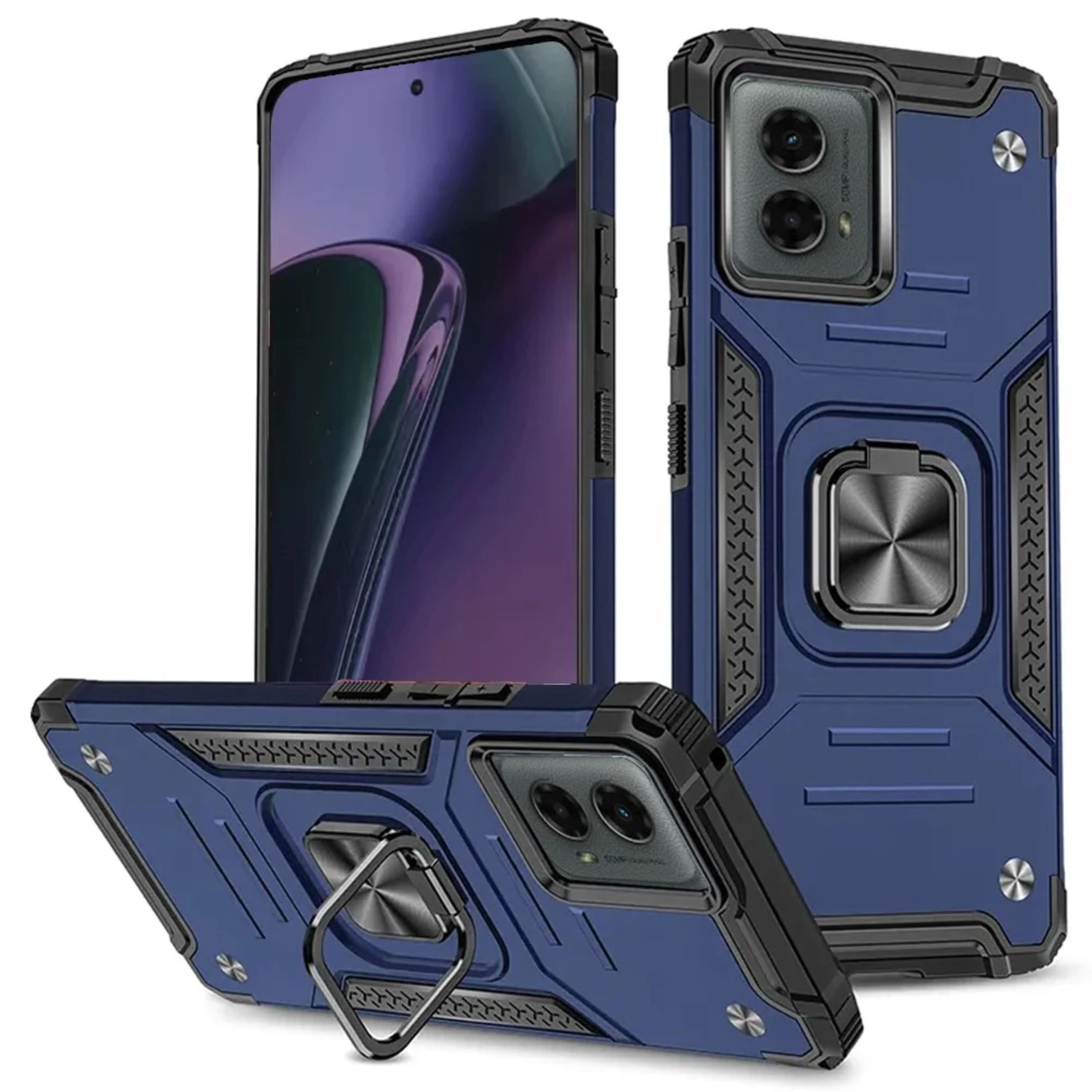 Kitcheniva - Strong Magnetic Stand Hybrid Phone Case With Tempered Glass For Moto G Stylus 2024 - Blue