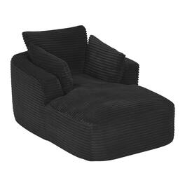 Z-Edge - Corduroy sleeper sofa couch, no assembly needed, Perfect for Living Room/Dorm/Apartment - Black - Black
