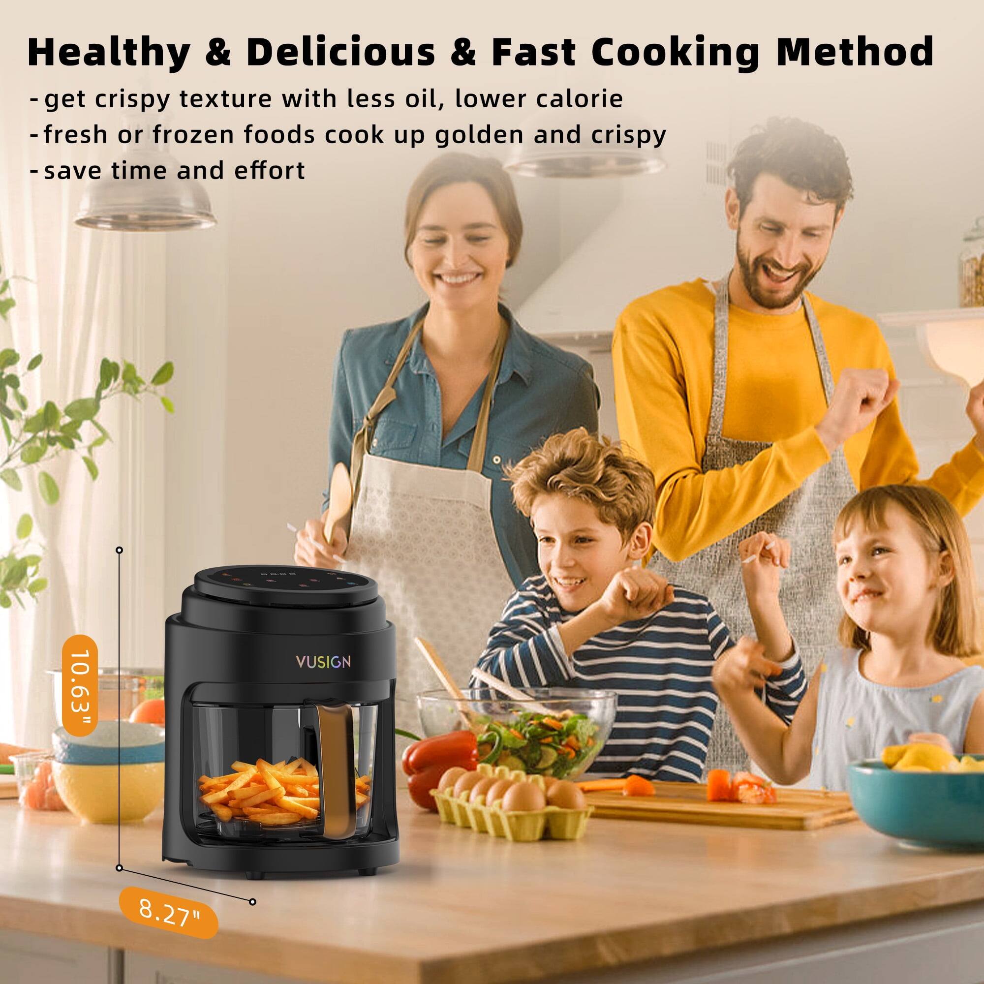 Healthy & Delicious & Fast Cooking Method  
- get crispy texture with less oil, lower calorie  
- fresh or frozen foods cook up golden and crispy  
- save time and effort  

10.63"  
8.27"