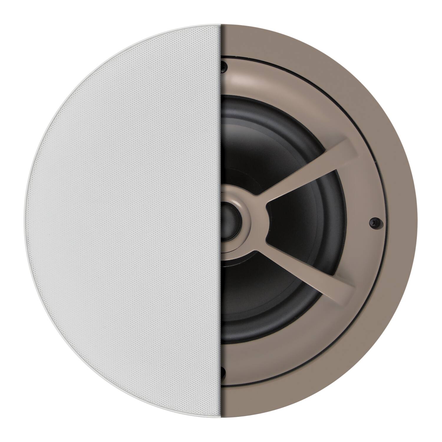 Angle. Proficient Audio - 8" 125W Protege C791 2-Way In-Ceiling Speaker Pair with Polypropylene Woofer, Pivoting Soft-Dome Tweeter, 8 Ohms - White.