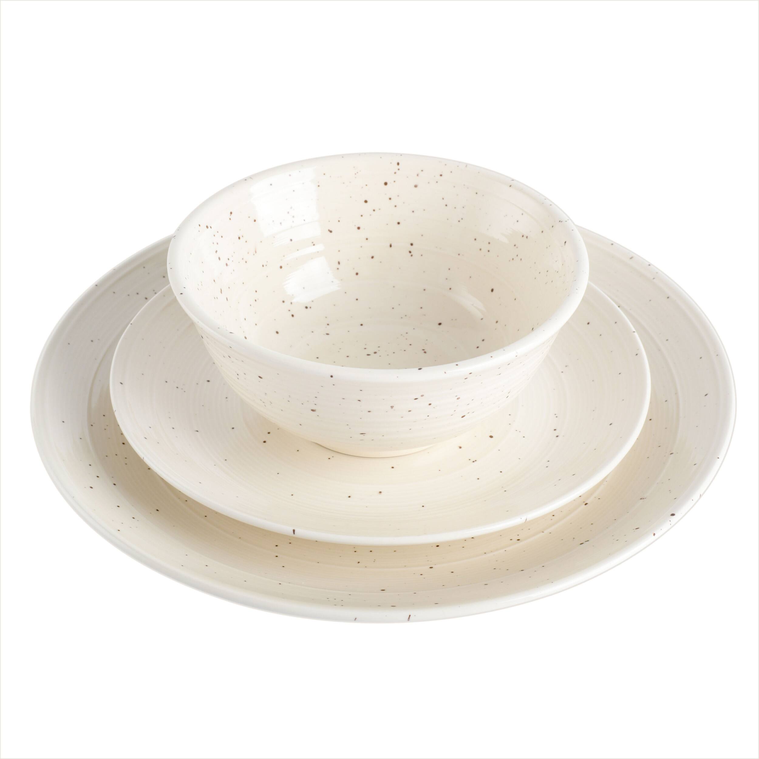 Alt View 3. Gibson - Gibson Elite Ramapo 12 Piece Stoneware Dinnerware Set in White Speckle - White Speckle.