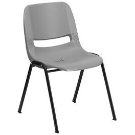 Emma + Oliver - Ergonomic Shell Student Stack Chair - Classroom Chair / Office Guest Chair - Gray