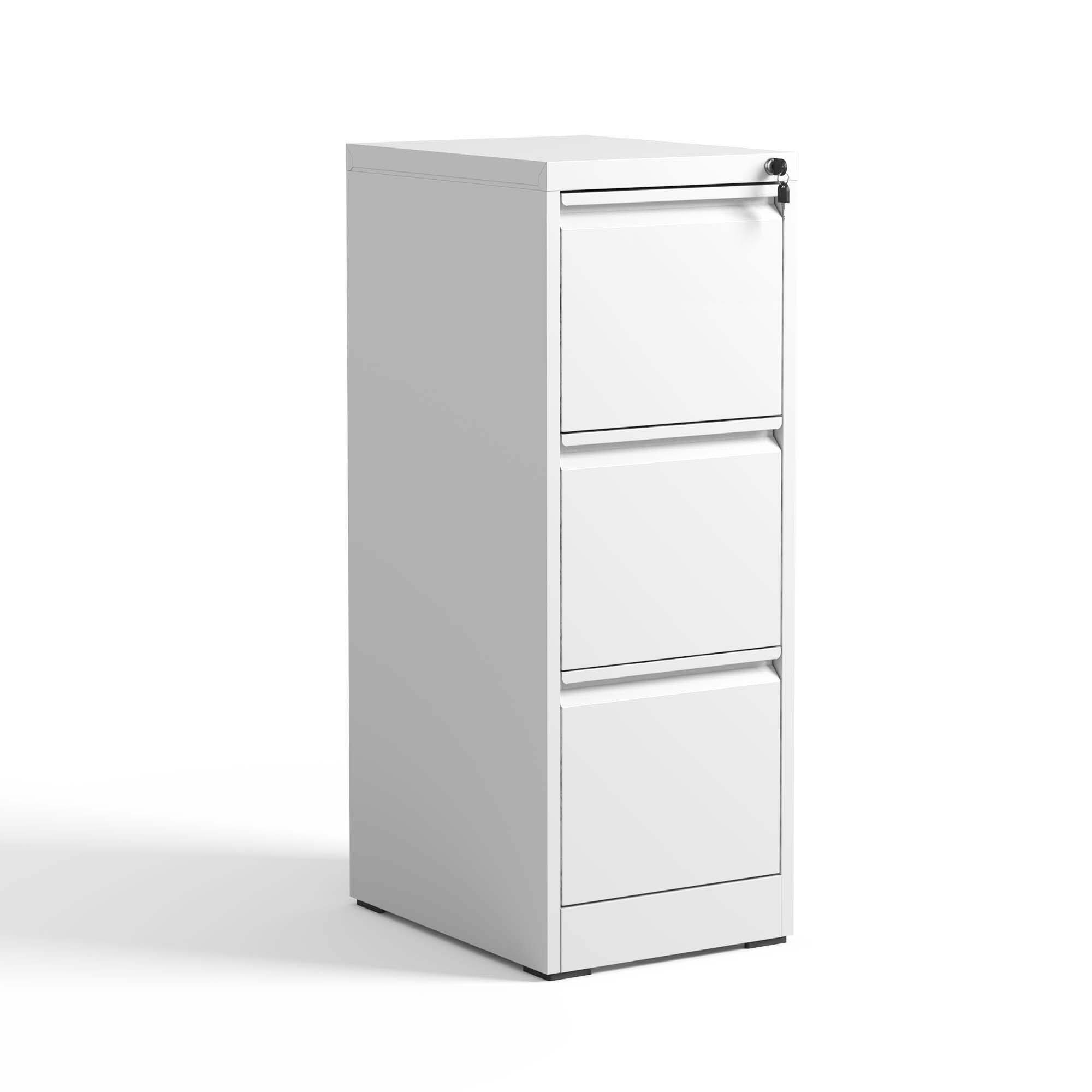 Angle. Mirfee - 3-Drawer Vertical File Cabinet with Lock, for A4/Legal/Letter Files - White.