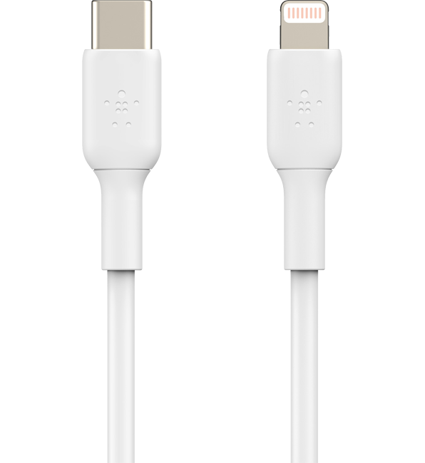 Angle. Belkin - Belkin 30W GaN Wall Charger USB-C Charger With Lightning Cable White - White.