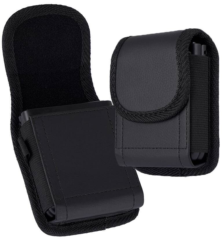 Alt View 2. Nakedcellphone - Pouch Case for Motorola RAZR and Galaxy Z Flip Phones - Metal Clip, Belt Harness, Magnetic Closure - Black.
