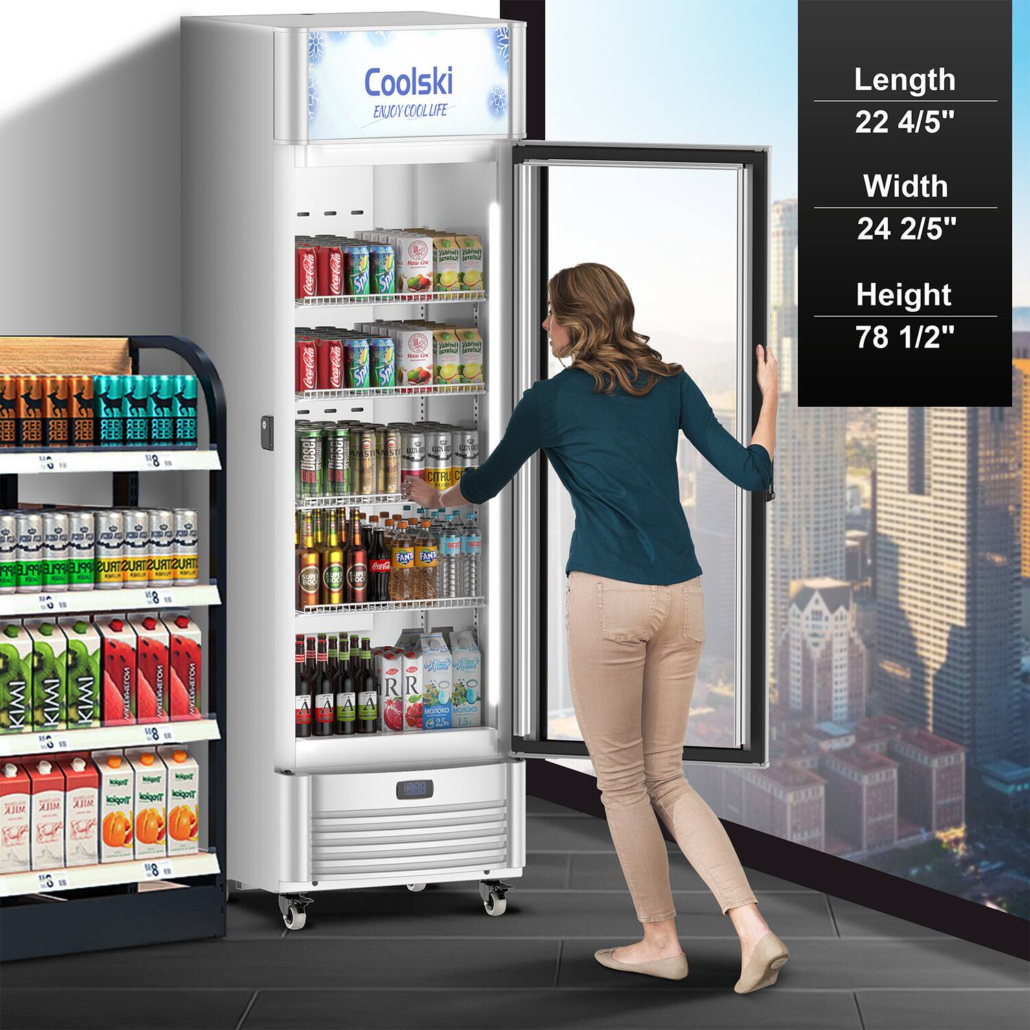 Coolski  
ENJOY COOL LIFE  

Length: 22 4/5"  
Width: 24 2/5"  
Height: 78 1/2"