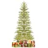 Front. Costway - 7.5 FT Pre-Lit Christmas Tree Hinged with 612 PE Branch Tips Timer & 540 Lights - Green.