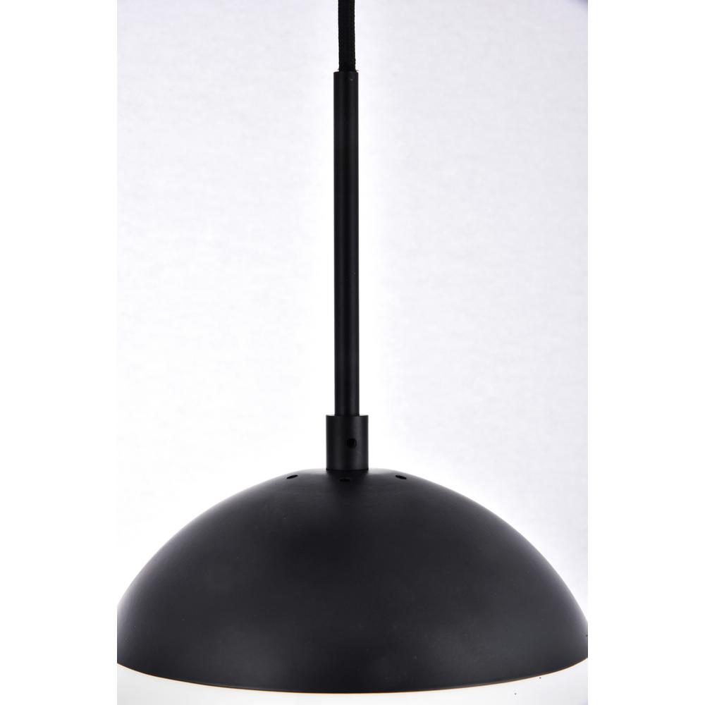 Left. Living District - Eclipse 3 Lights Black Pendant With Frosted White Glass - Black And Frosted White.