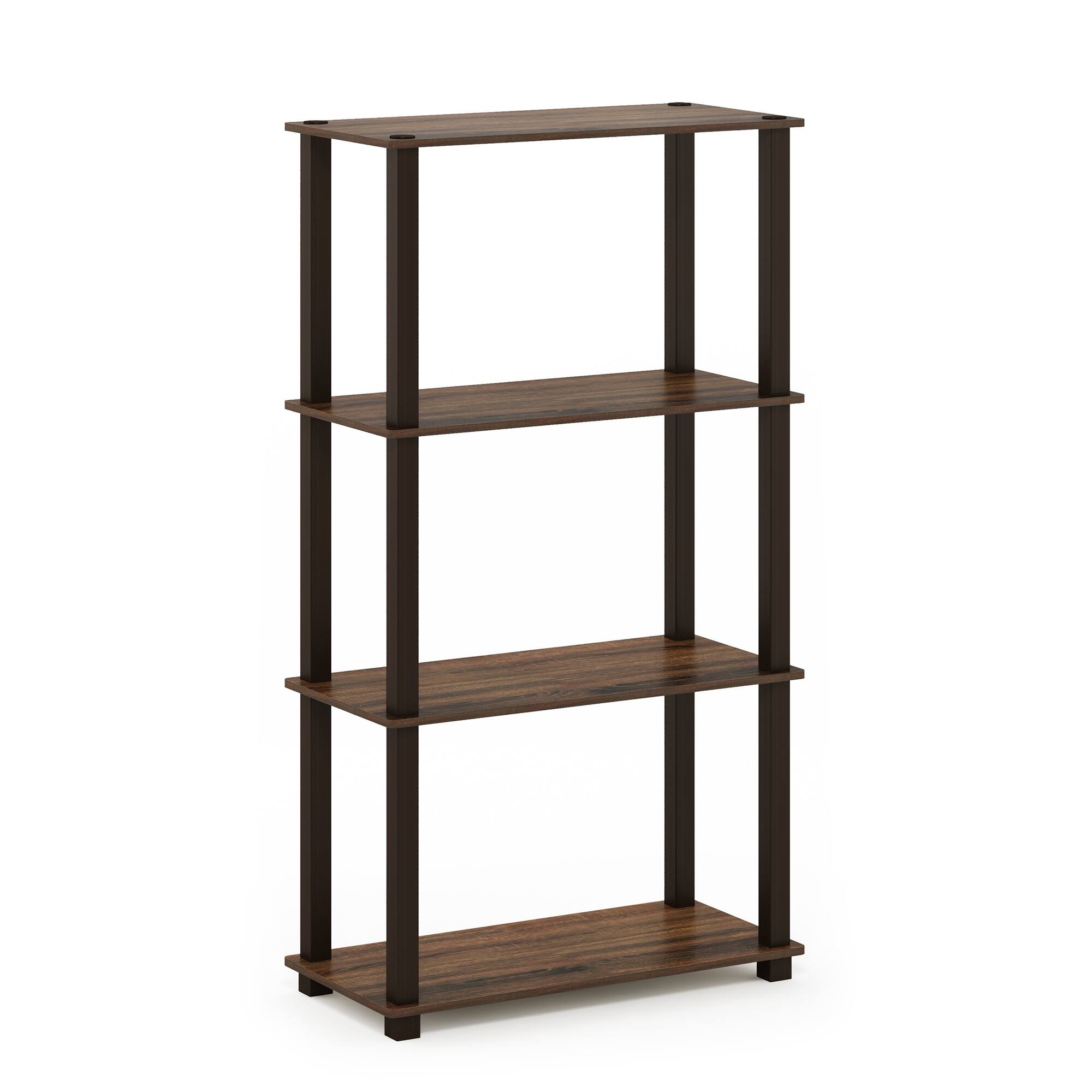 Alt View 2. Furinno - Turn-S-Tube 4-Tier Multipurpose Shelf Display Rack with Square Tube, Walnut/Brown - Walnut/Brown.