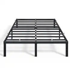Front. Songmics Home - Full Metal Bed Frame 14 Inches Tall, 1100 lb Weight Capacity, with Under-Bed Storage, Easy Setup,Heavy-Duty Platform Bed - Matte Black.