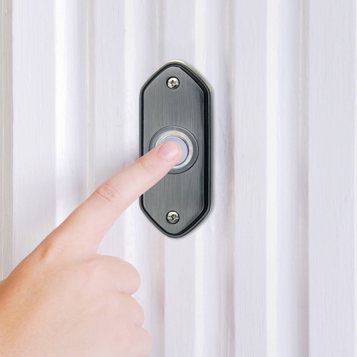 Alt View 2. IQ America - IQ America  Wired Pewter Contemporary Lighted Pushbutton Doorbell - Pewter.