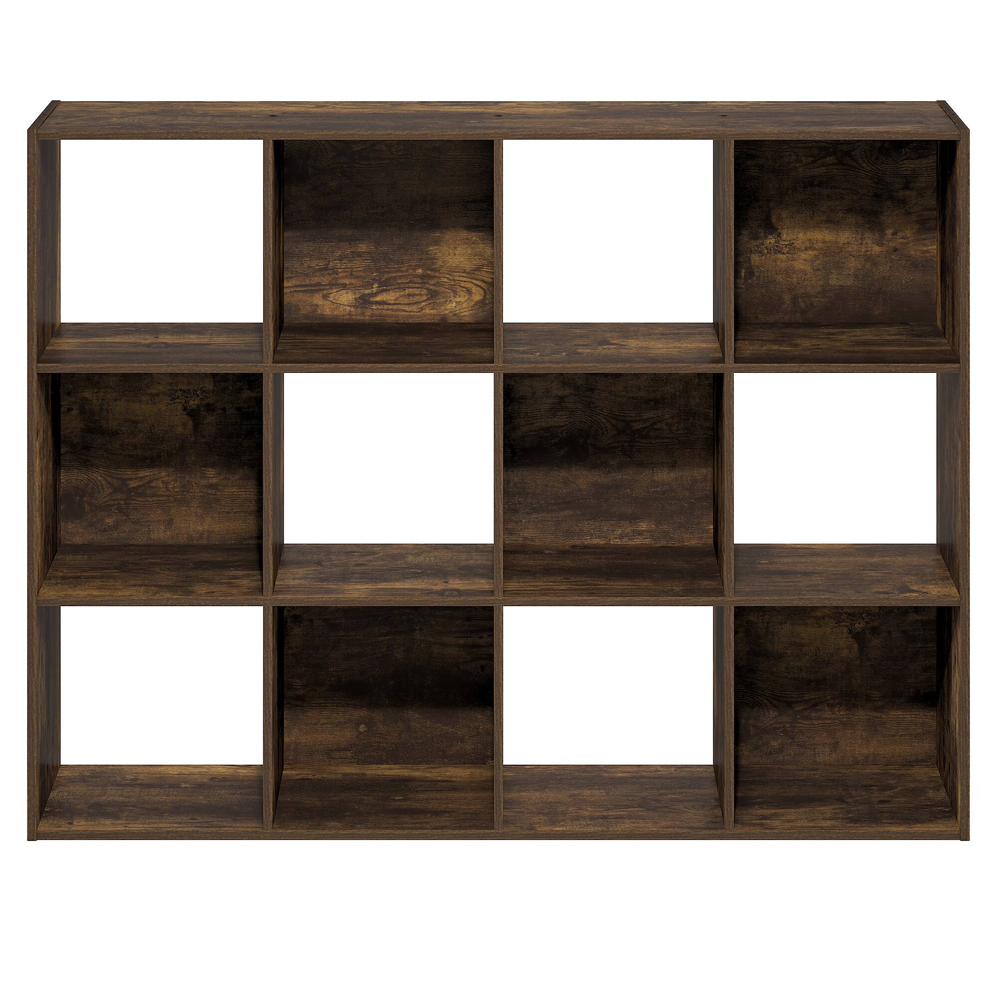 Alt View 5. Furinno - PELLI Cube Storage Organizer Bookcase, Book Shelf, 12-Cube Bookshelf, for Living Room, Bedroom, Home Office - Amber Pine.