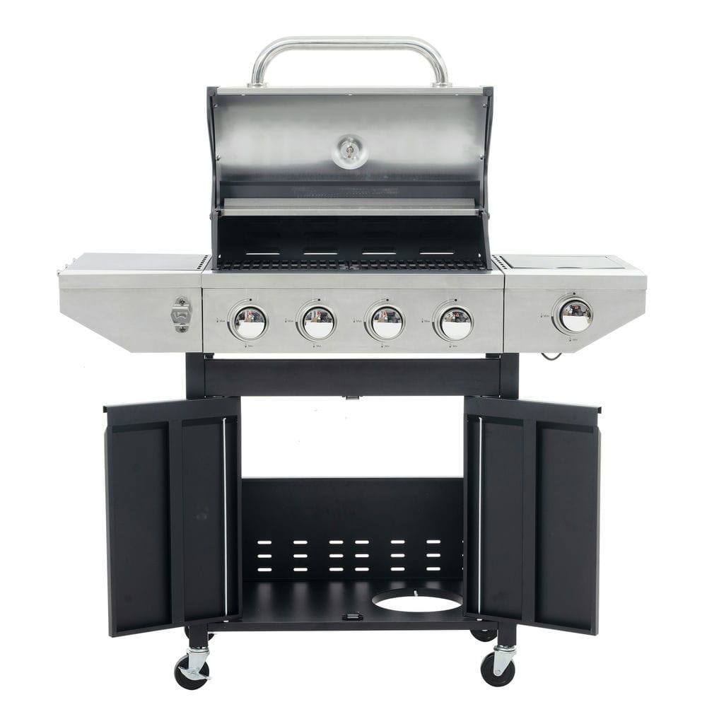 Alt View 5. Resenkos - Propane Grill 4 Burner Barbecue Grill Stainless Steel Gas Grill with Side Burner, 46,500 BTU Outdoor Cooking, Silver.