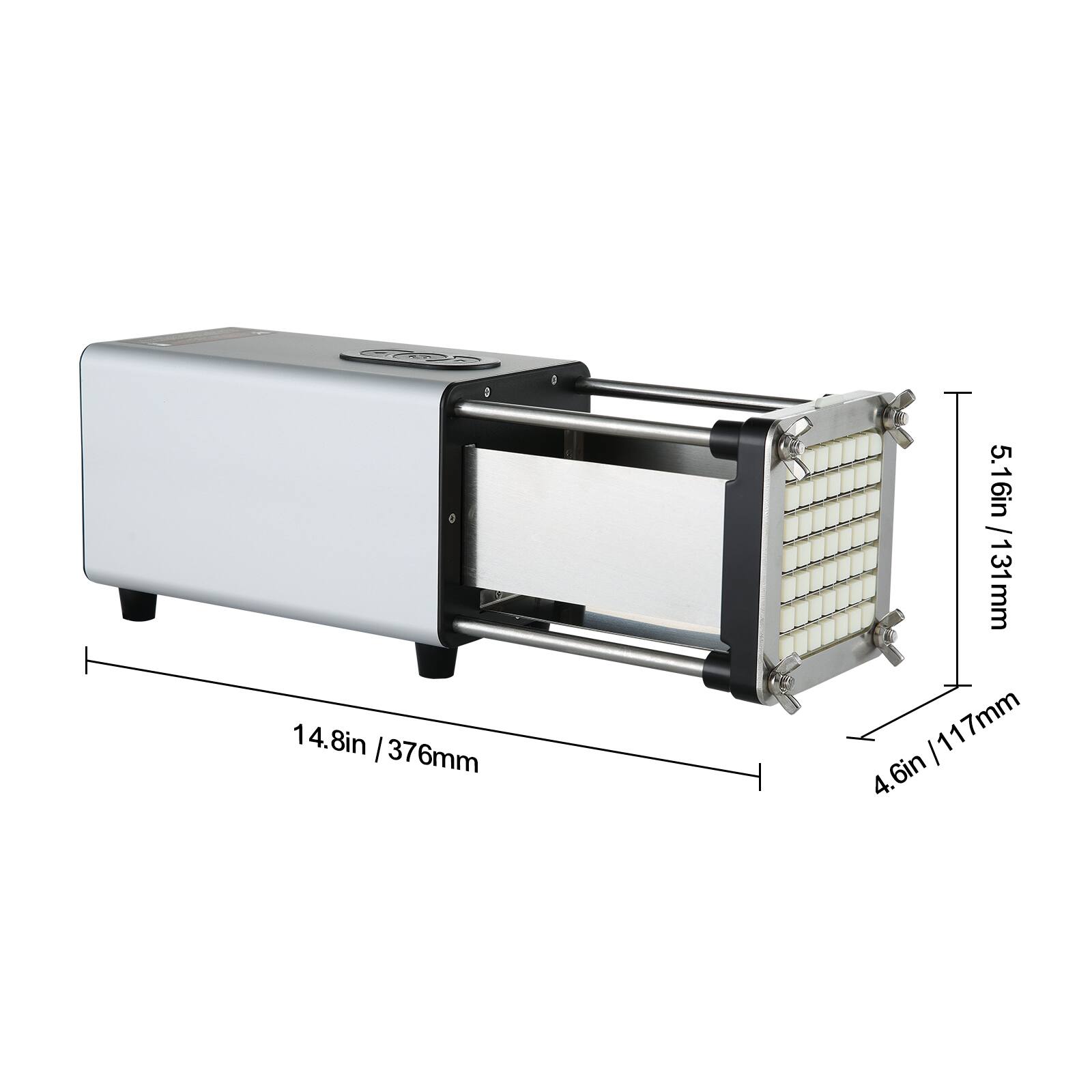 14.8in / 376mm  
5.16in / 131mm  
4.6in / 117mm