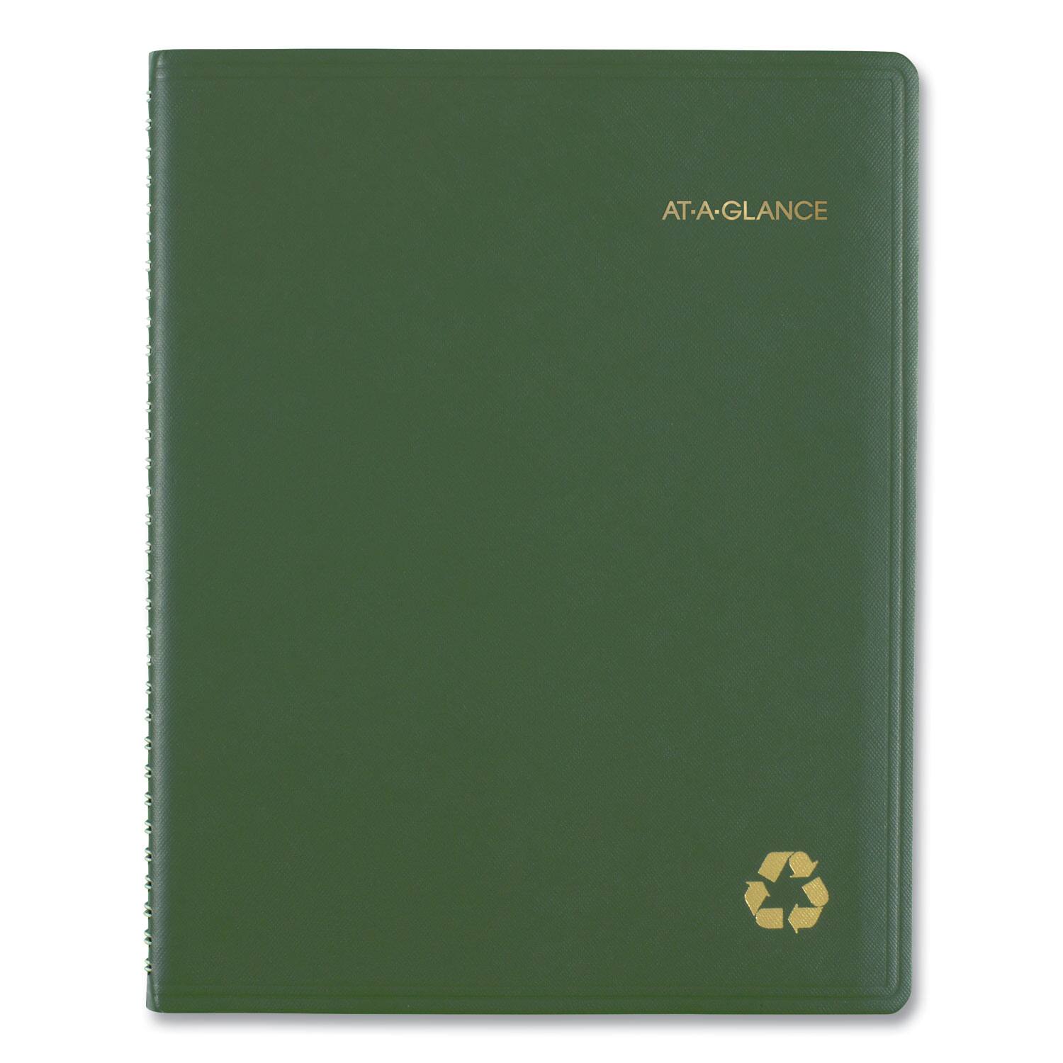 Back. AT-A-GLANCE - Recycled Weekly Vertical Column Format Appointment Book 11 x 8.25 Green Cover 12 Month Jan to Dec 2026.