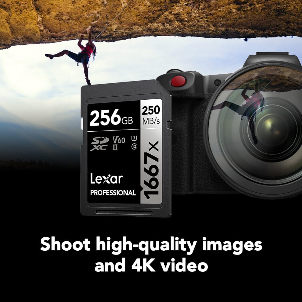 Lexar - 256GB Professional 1667x SD Card, UHS-II, C10, U3, V