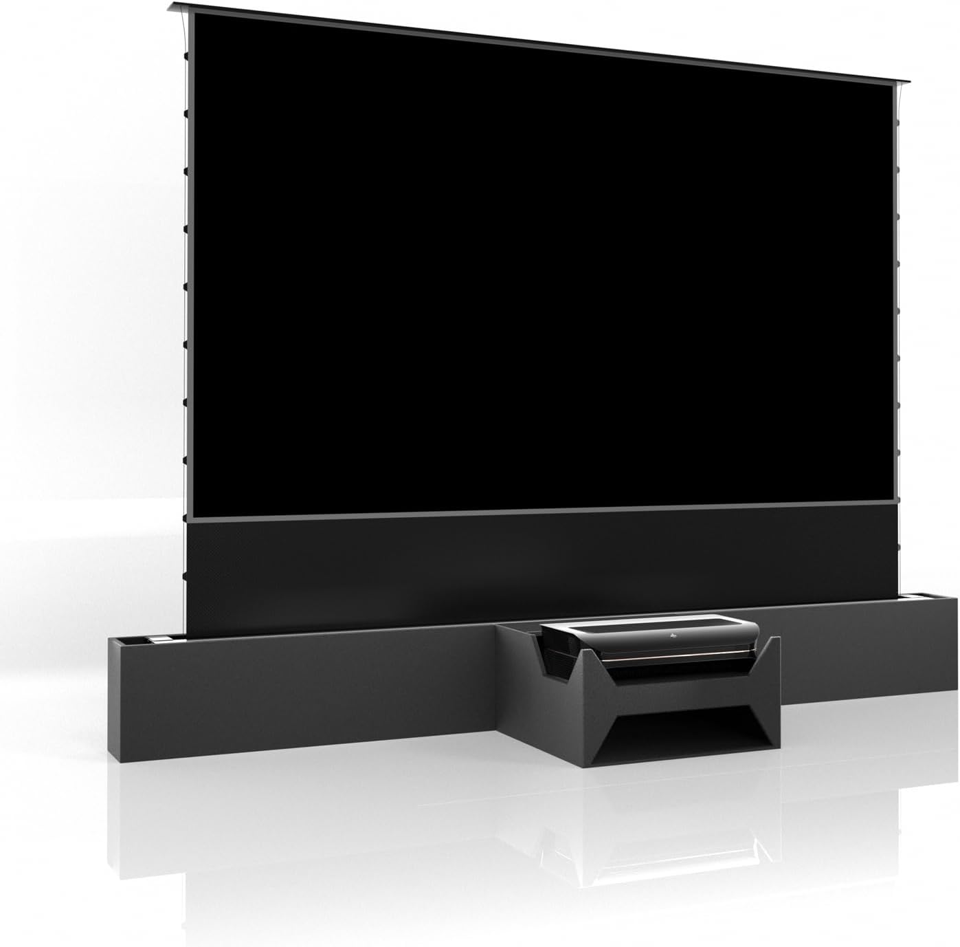 Alt View 2. AWOL Vision - AS-C100 Projector Station Only, Integrated TV Stand Cabinet for AWOL UST Projector and 100 inch Floor Rising Screen - Black.