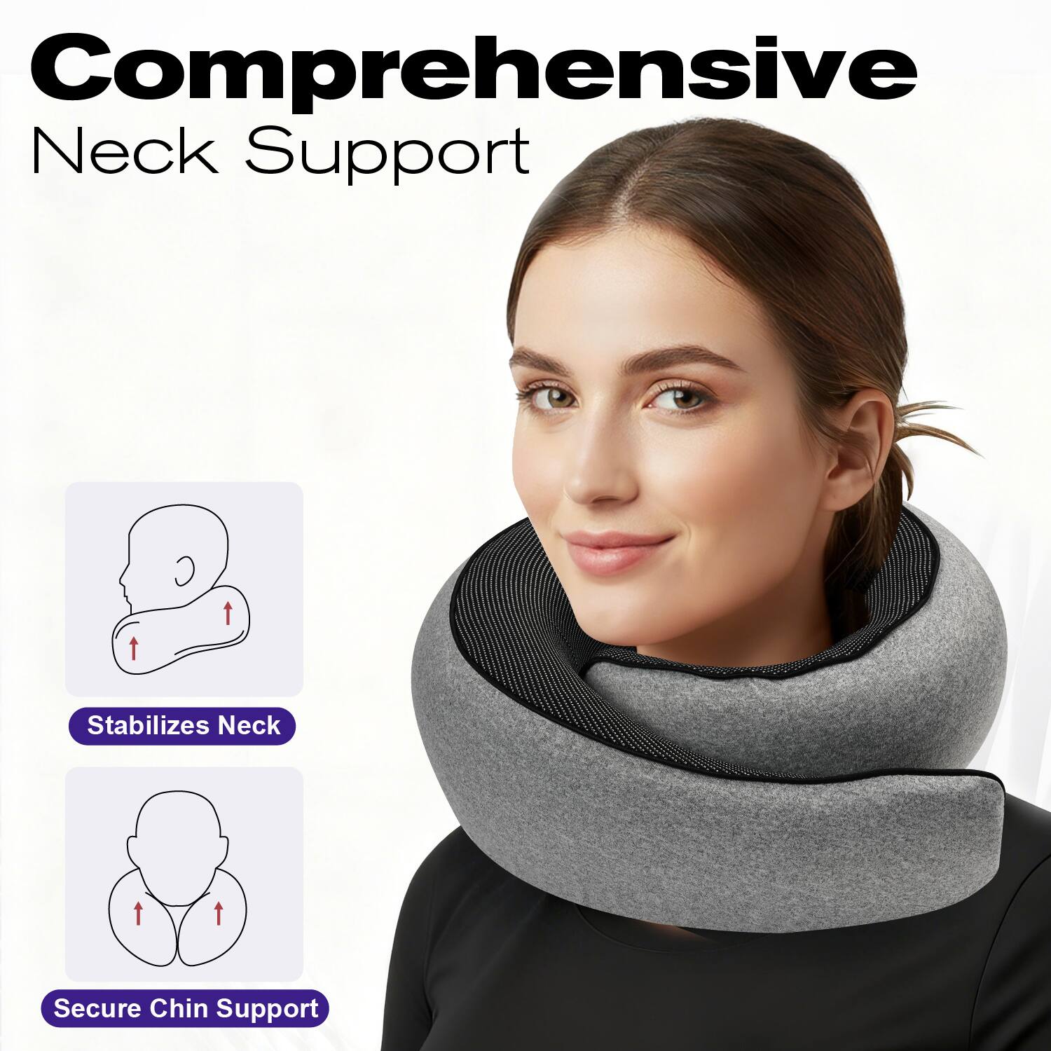 Comprehensive Neck Support  
Stabilizes Neck  
Secure Chin Support