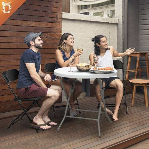 Alt View 5. Winado - Portable Plastic Folding Chair, 4PCS Commercial Seat with Steel Frame for Indoor Outdoor Wedding Party Picnic Dining - Black.