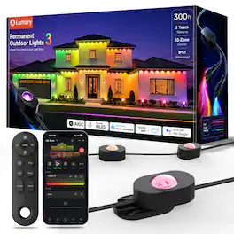 Lumary - 300ft Permanent Outdoor Lights, 180 RGBAICW LEDs, WELD/APP/Voice Control, 10000+ Light Shows - Black