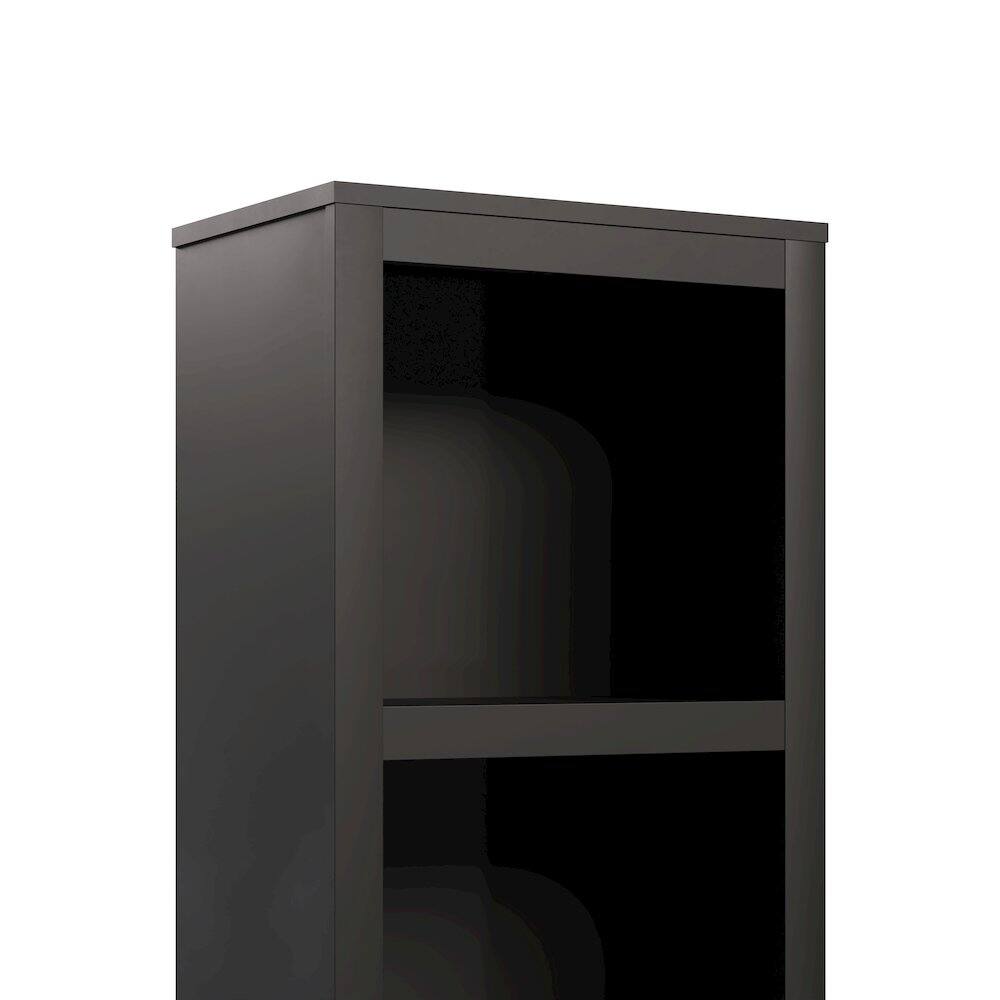 Angle. Prepac - Moda 80" Tall 5-Tier Narrow Bookcase in Black with 5 Shelves - Black.