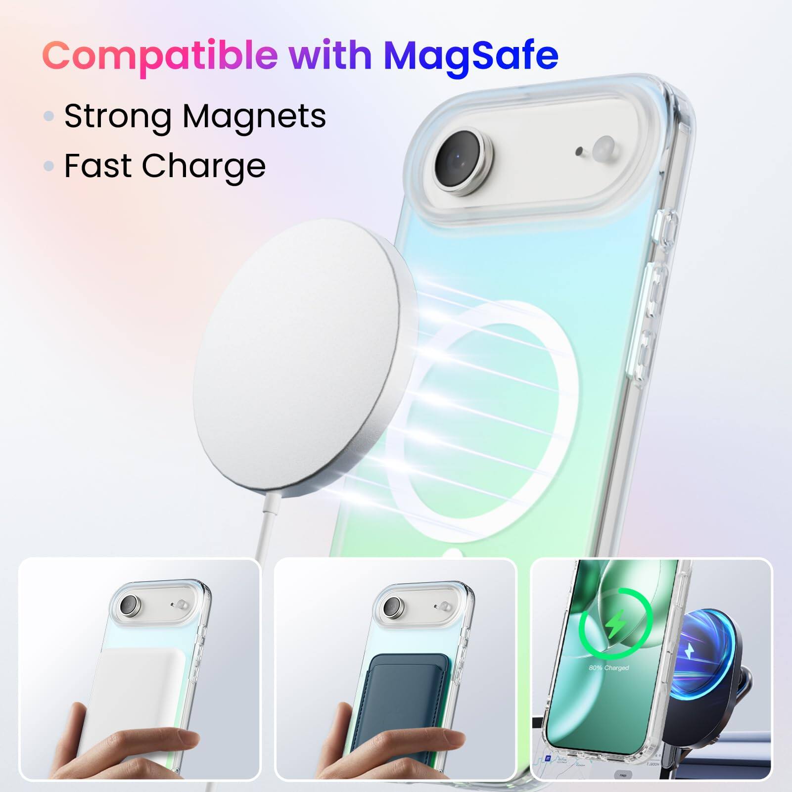 Compatible with MagSafe  
- Strong Magnets  
- Fast Charge