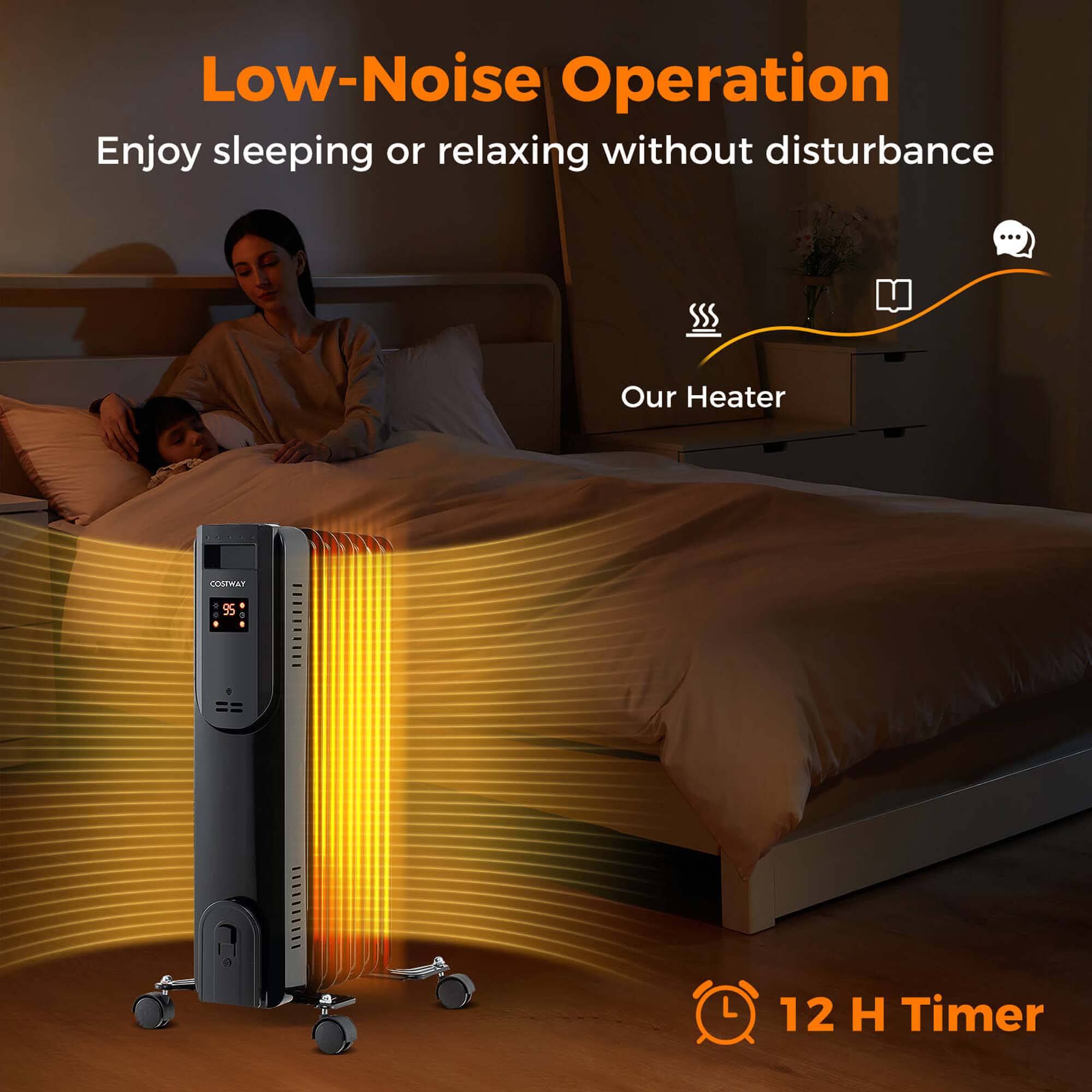 Low-Noise Operation  
Enjoy sleeping or relaxing without disturbance  

Our Heater  

12 H Timer