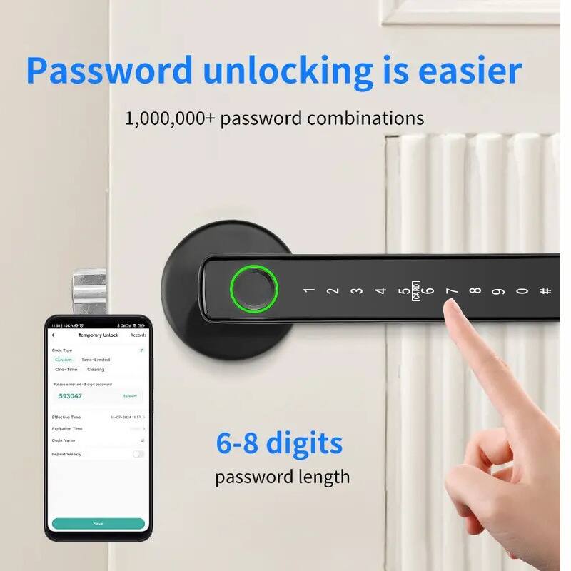 Password unlocking is easier  
1,000,000+ password combinations  

6-8 digits password length