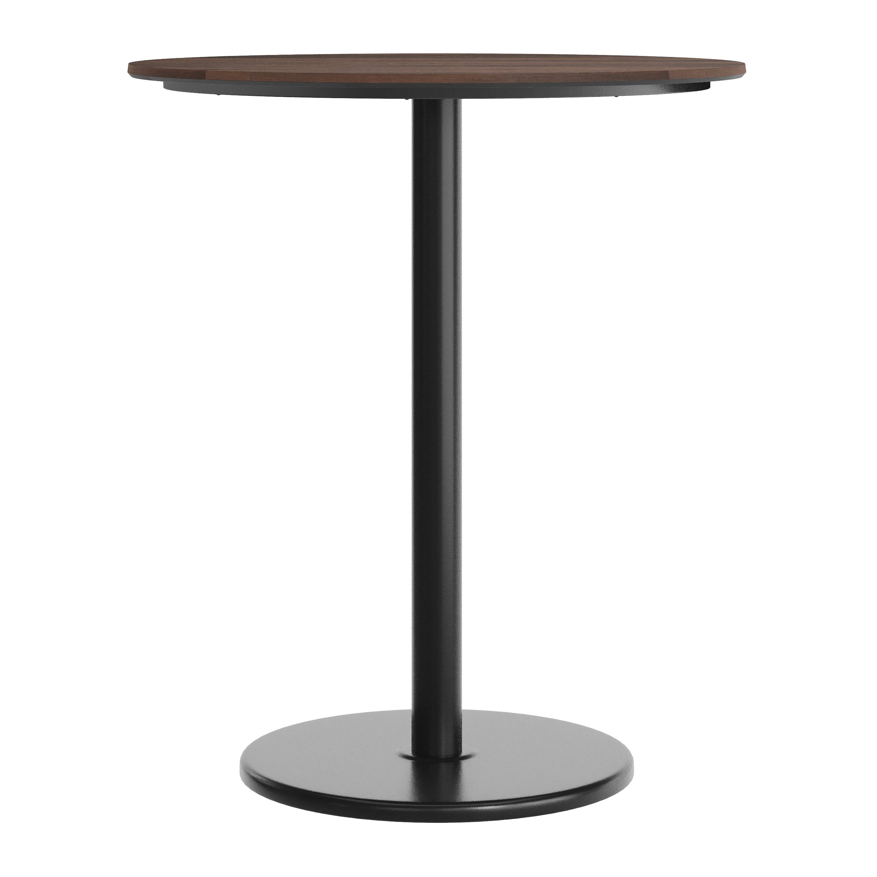 Alt View 7. Emma + Oliver - PureShield Tabletop with Seam-Free Surface Innovation and Bar Height Round Base - Dark Brown/Black Base.