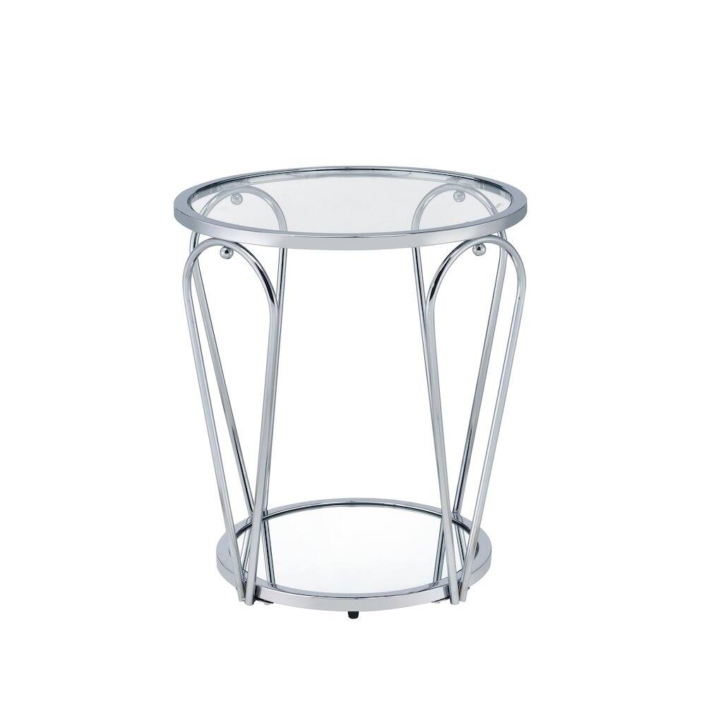 Angle. Furniture of America - Miffa Contemporary Metal 1-Shelf End Table - Silver.