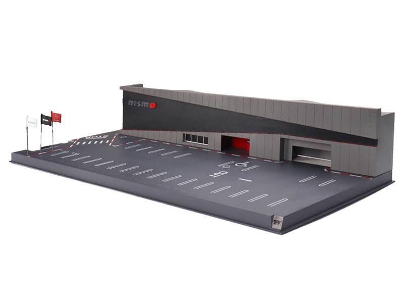 Left. Mini GT - Nissan Motorsports & Customizing Co. Ltd. NISMO Operation Diorama 1/64 Model by Mini GT - Grey.